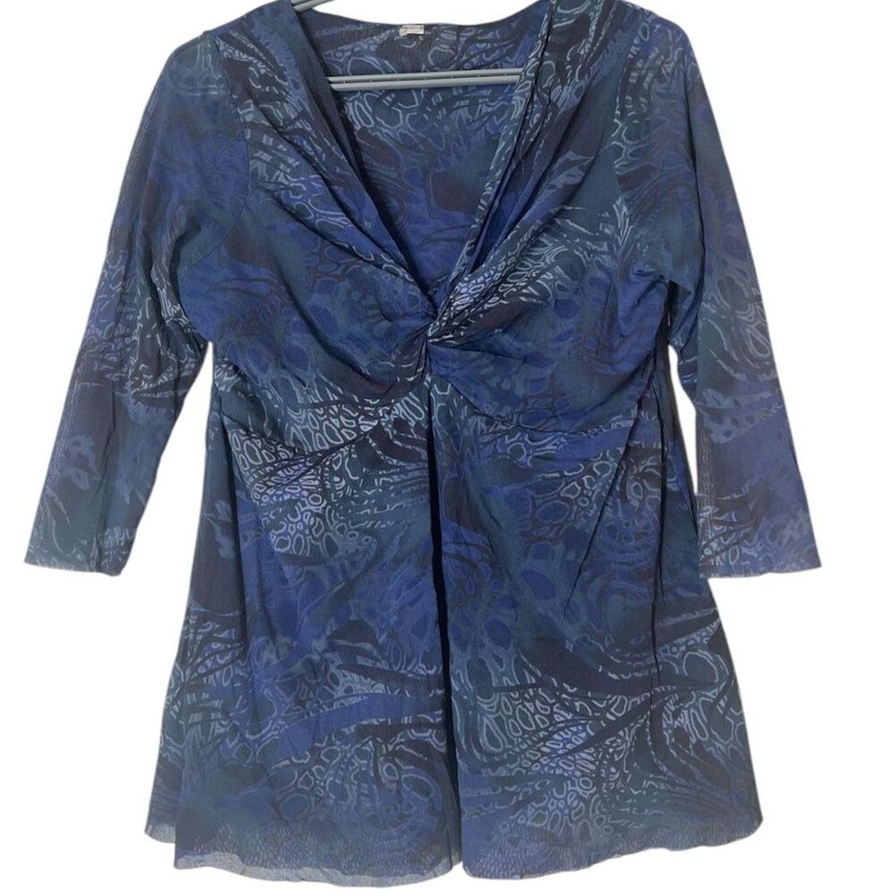 90s Y2k Mesh Dark Babydoll Top Size L Fairy Grunge Whimsigoth Sheer Goblincore